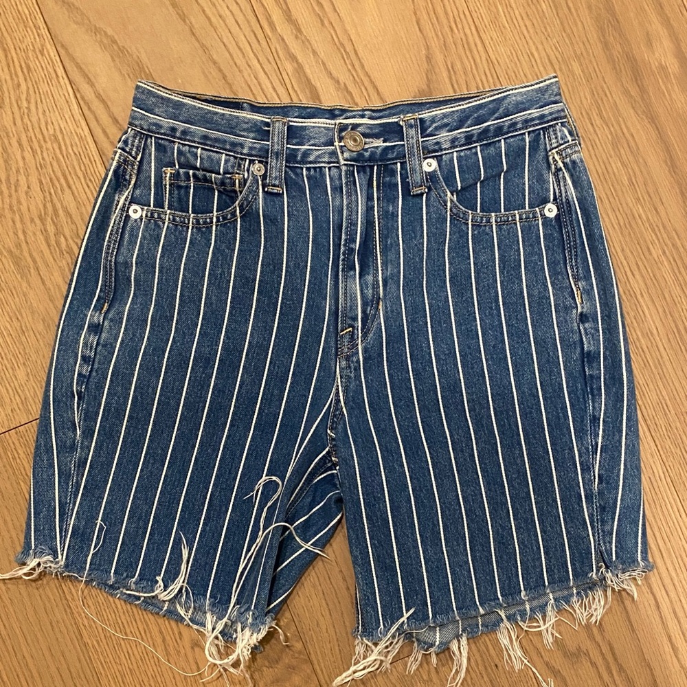 American Eagle Outfitters 💯 Cotton Denim Shorts with White Vertical Stripes
